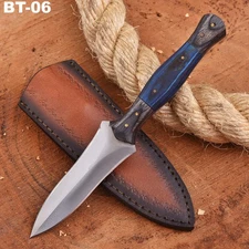 Handmade Double-Edged Damascus steel Hunting Dagger boot Knife Wood Handle