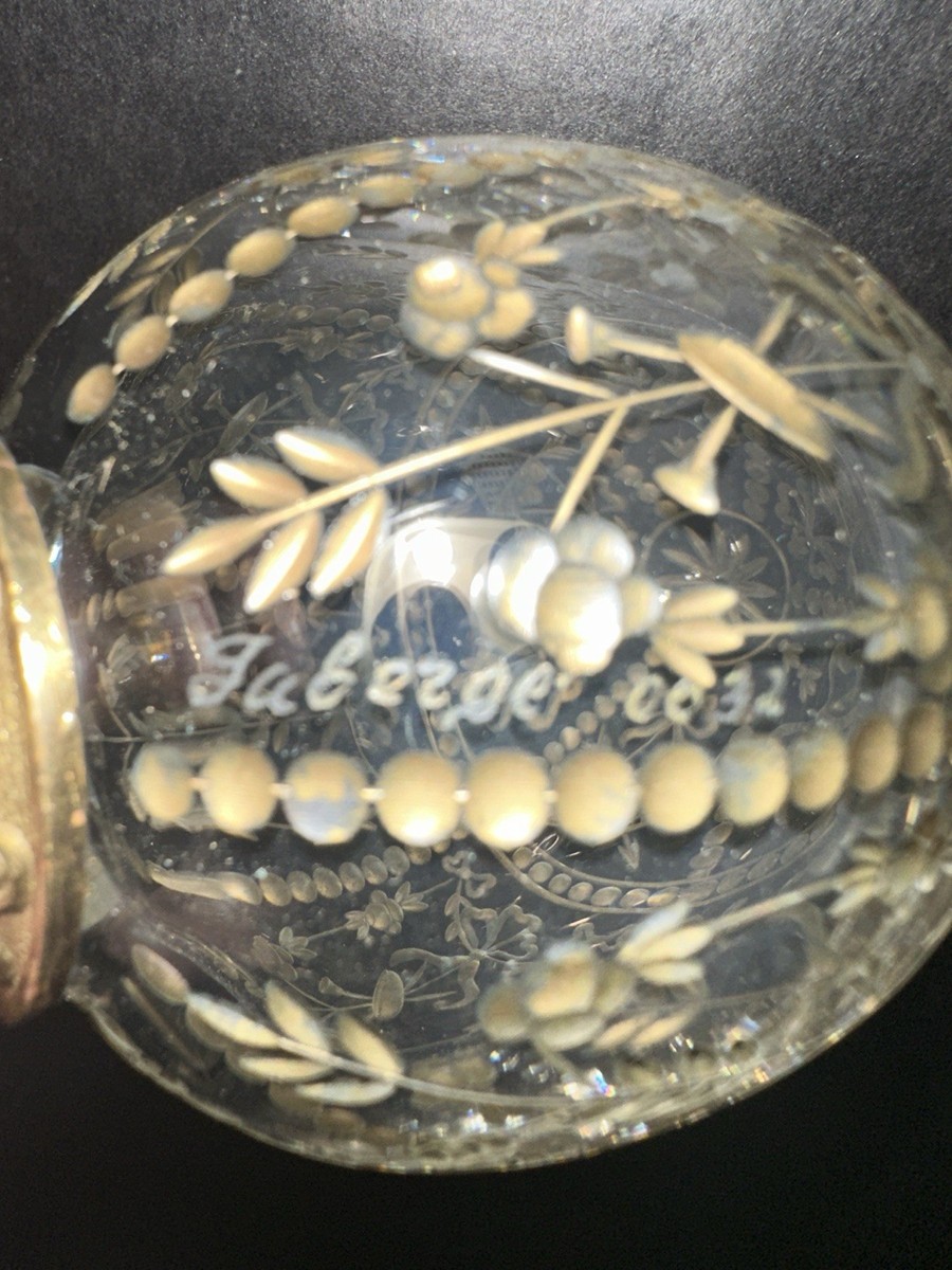 Faberge Pedestal Gatchina Palace Crystal Egg Etched In Gold LTD
