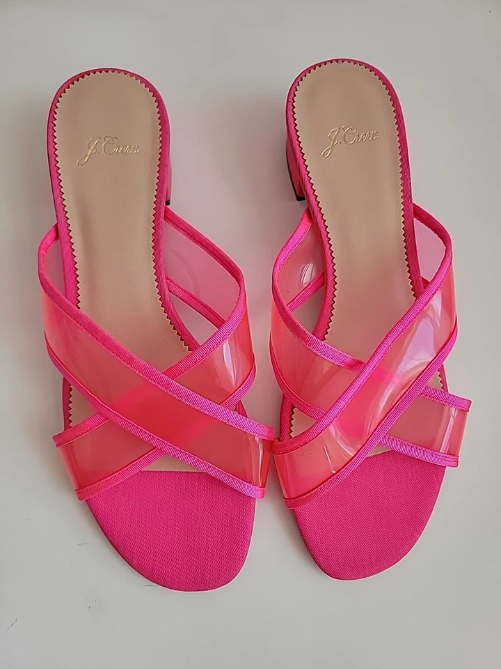 Сандалии J Crew Florence прозрачные розовые туфли 9,5 горки каблуки повседневные вечеринки - Изображение 2 из 4