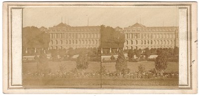 Versailles Garten und Dach der Schlossoper Stereo Foto 1855 Goldrand