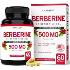 Berberine Supplement 500Mg 60 Capsules, USA Made, GMO Free, Fast Shipping