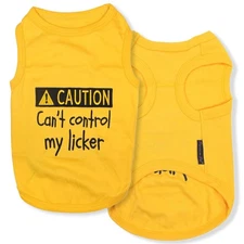 Parisian Pet Dog T-Shirt - 'Caution Can’t Control My Licker' Tank - 100% Cotton