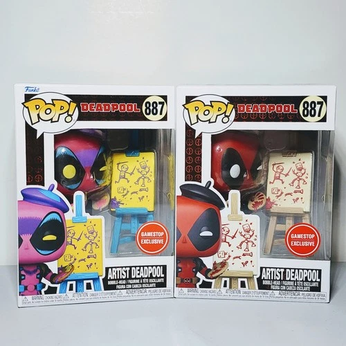 Funko Pop - Artist Deadpool #887 Black Light GameStop Exclusive Set of 2