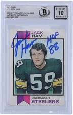 Jack Ham Pittsburgh Steelers Signed 1973 Topps #115 BAS 10 Rookie Card w/Insc