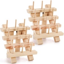2 Pack 12 Spools Wooden Thread Holder Small Thread Racks Organizer for Sewing
