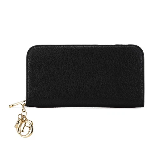 Christian Dior Dior Diorissimo Portefeuille Long Rond Noir Violet Cuir... GZl15fmo