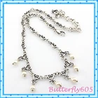Brighton Vivaldi Retired Faux Pearl Silver Heart Pendant Necklace