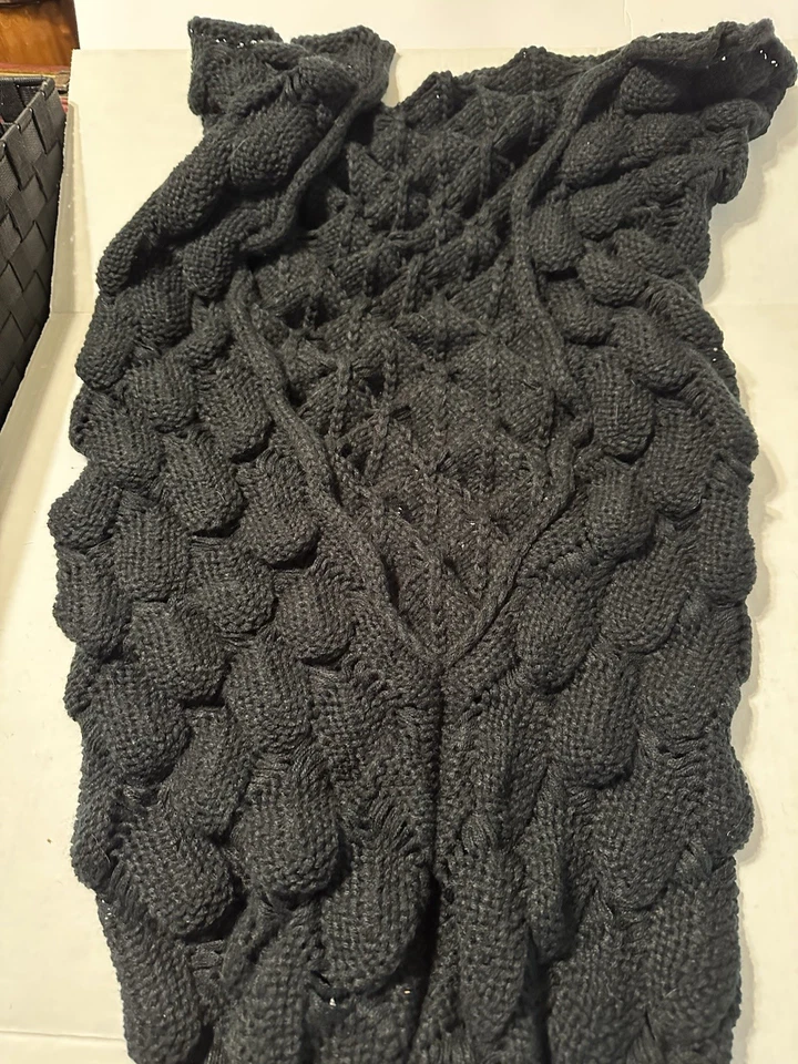 Black Cable Knit Mermaid Blanket Adult/kids MODA 6 ft Mermaid Tail/Finns Unique - Image 3 of 4