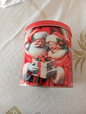 Christmas Plaid Jar Box Metal Container with Tin Lid