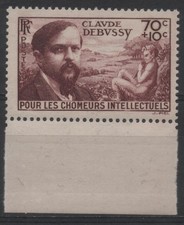 FRANCE 1939 : N° 437 POUR LES CHÔMEURS INTELLECTUELS.CLAUDE DEBUSSY NEUF ** LUXE