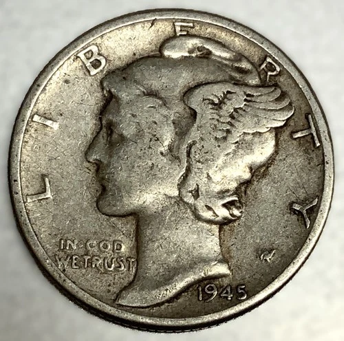 1945-P Mercury Dime 10c Good Circulated Condition 90% Silver US Coin - 3290