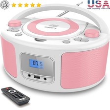 Portable CD Player Bluetooth Boombox FM Radio USB AUX Headphone Output EQ Modes