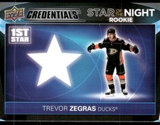 2021-22 UD Credentials #1SR-4 Trevor Zegras Star of the Night: 1st * Rookies