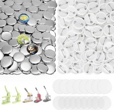 200 Sets 1.25 Inch Button Maker Supplies, 32mm inch/32mm, Silver White