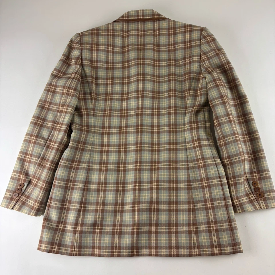 Blazer vintage Burberry para mujer 6 cuadros lana tweed chaqueta hecha en EE. UU. Foto 4 de 4