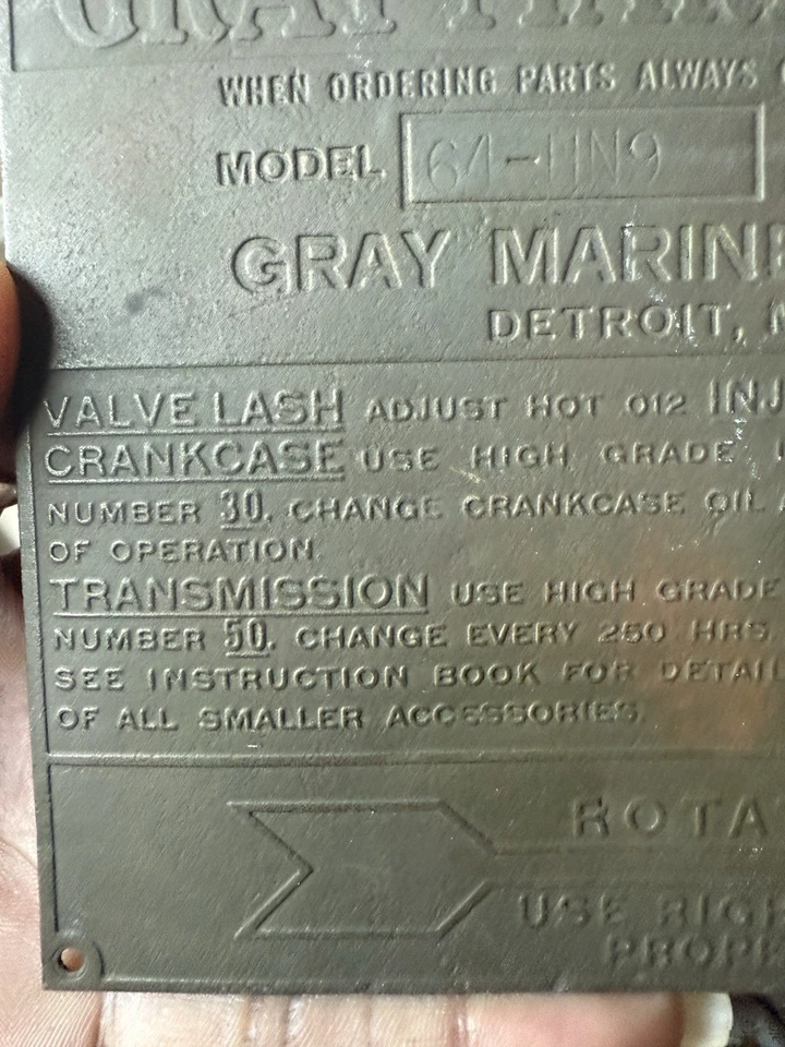 Placa Motor: Gris Marino Diesel Original Placa Metal Placa Motor Modelo 64-HN9 Foto 2 de 4