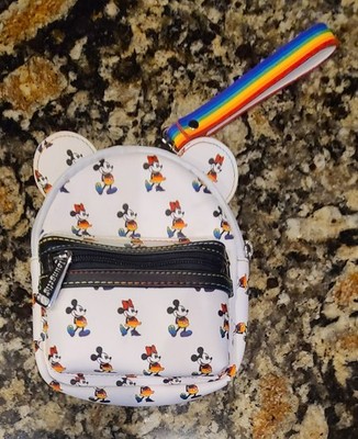  NWOT DISNEY MINNIE & MICKEY MOUSE LOUNGEFLY MINI BACKPACK WRISTLET w/BELT LOOP