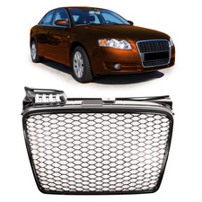 Sportgrill / Kühlergrill passend für Audi A4 B7 05-08 Hochglanz-schwarz in Waben
