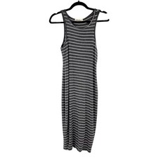Marine Layer Gray & White Stripe Lexi Jersey Fitted Midi Tank Dress Size Medium