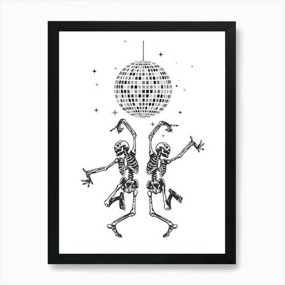 Disco Tanzen Halloween Skelette Ein gerahmtes Wandbild Poster Leinwanddruck Bild