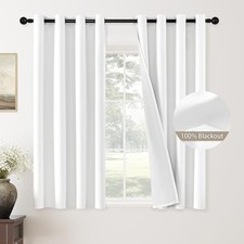 100 Blackout Solid Curtains 63 Inches Long 52"W x 63"L Pack of 2 Pure White