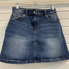Boden 13-14Y Girl's Denim Jean Short Skirt Embroidered Back Pockets Adjust Waist