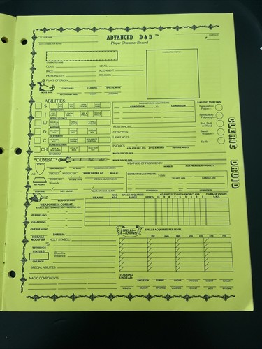 Advanced Dungeons & Dragons Player Character Record Sheets Pink 9028 - Picture 8 of 8