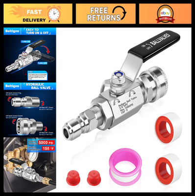 #ad #ad 5000 PSI High Pressure Washer Ball Valve Kit 3 8quot; Quick Connect Shut Off Valve $43.19