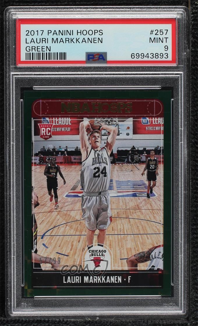 2017-18 Panini NBA Hoops Green 57/99 Lauri Markkanen #257 PSA 9 MINT 0w2
