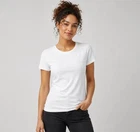 Ladies EX M S White T-Shirt Slim Fit Short Sleeve Cotton Stretch Crew Neck Top