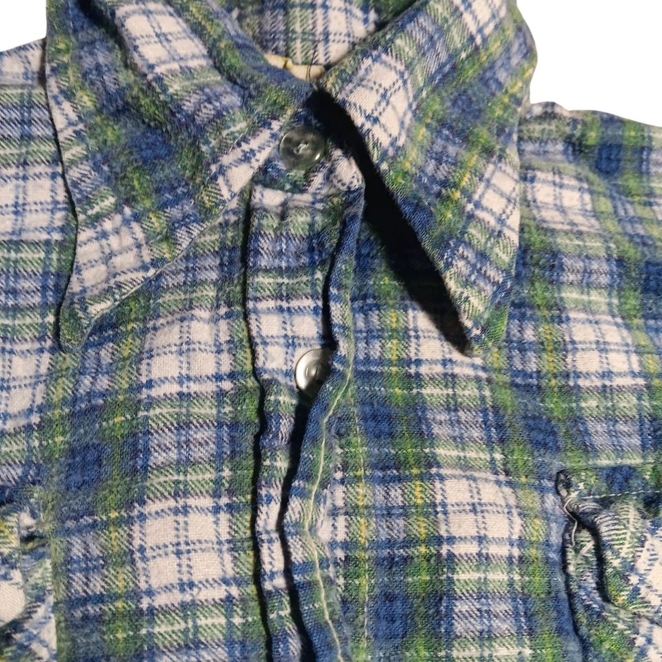 10 Camisas Hippy Top Vintage Años 70 Niñas AZUL/VERDE ALGODÓN FRANELA HAPPY IS Foto 2 de 4