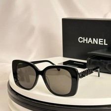 CHANEL square Sunglasses black 