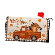  Fall Mailbox Cover - Autumn Harvest Orange Pumpkin Truck 21x18 in Fall Truck