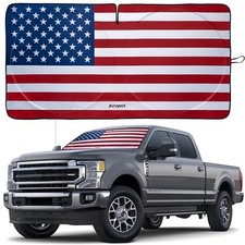 Autopect Windshield Sun Shade - American Flag Design, High-Resolution Sun Visor