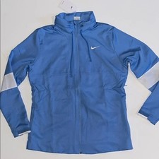 Nike Jacket Women's L Dri-Fit full zip pockets hide hood light blue NWT 90