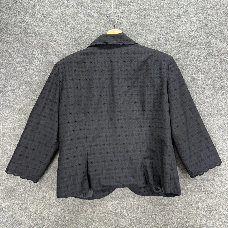 Blazer Dressbarn Mujer 16 Negro Floral Cuello Abotonado Manga Larga Forrado Foto 2 de 4