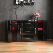 SALE Astro 2 Door 3 Drawer LED Sideboard Living Room Furniture Black 