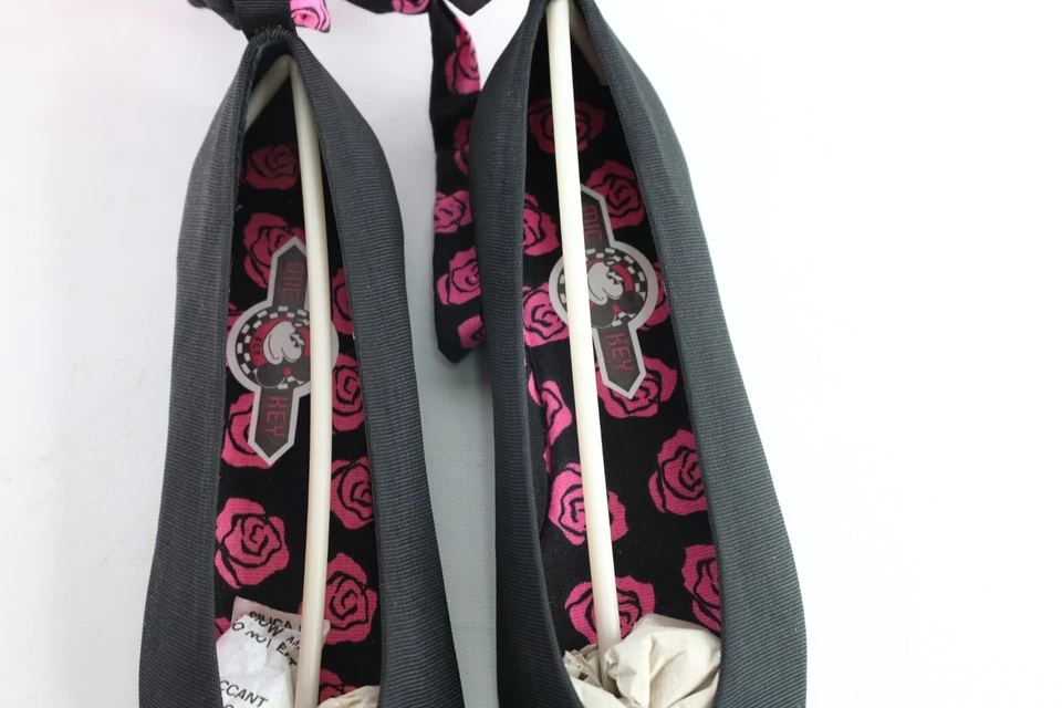 Nuevo de Lote Antiguo Años 90 Disney Mujeres 7 Tobillo Envoltura Mickey Mouse Ballet Zapatos Planos Negros Foto 3 de 4