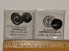 2 LOT ANCIENT COINS CAESAR TETRICUS II & EMPRESS M. SALONINA