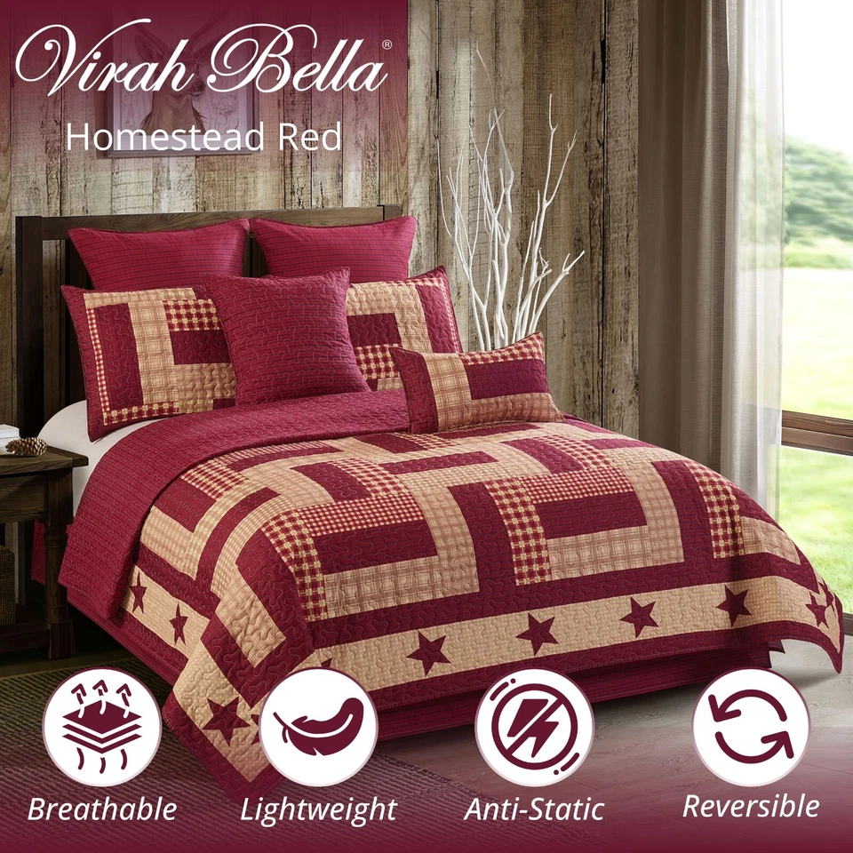 Virah Bella - Homestead Red - Lightweight Reversible Quilt Set - Image 2 of 4