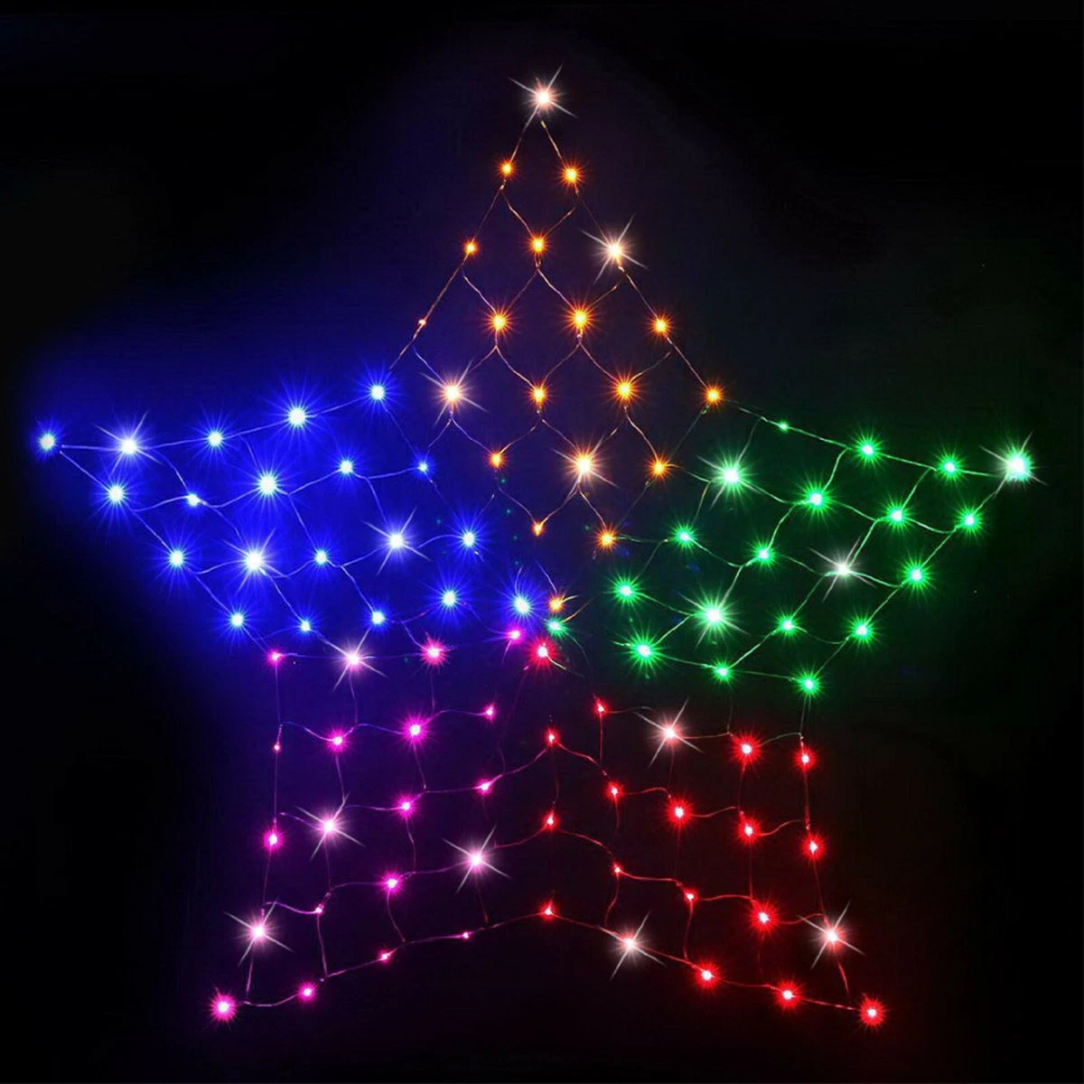 Solar LED Star Net Multi Colour Outdoor Roof Hedge Flashing Christmas Lights 1.5