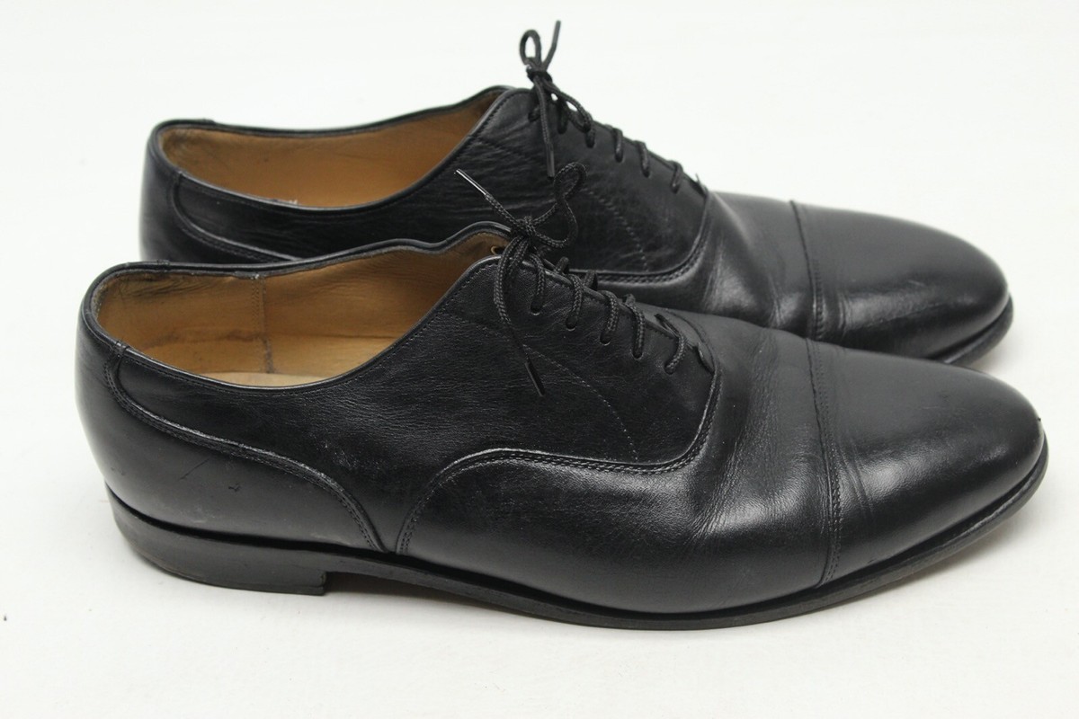 Grenson Mens Oxford Shoes 10 E Black Leather Cap Toe 