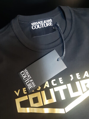 【入手困難☆VERSACE JEANS】黒　プリントTシャツ サイズS VERSACE JEANS COUTURE GOLD LOGO PRINT T SHIRT. | eBay