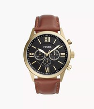 Fossil Flynn Chronograph 48mm Gold Stainless Steel Case Brown 