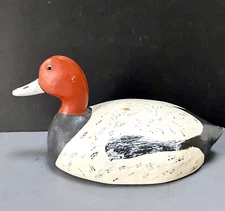 Vintage Redhead Duck Decoy (Drake), by Mike Pavolich, Glass Eyes, c1930-40's