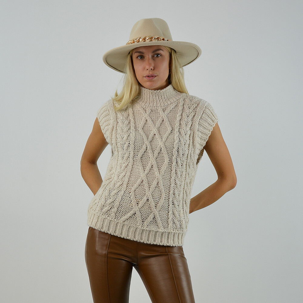 Womens Knitted Sweater Vest Ladies Cable Knit Short Sleeve Jumper One Size  | eBay