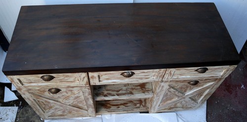 Mueble Baño O Puerta TV En Teca Madera Maciza CM 120x45x75h Adobado Con Y Cas - Imagen 4 de 6