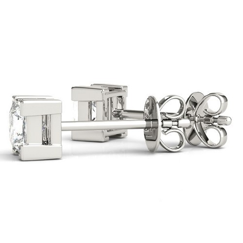 IGI Certified D/VS Lab Grown Princess Cut Diamond Prong Set Stud Earring - Picture 24 of 53
