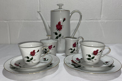 Tirschenreuth BAVARIAN China PINK ROSE Pattern Tea For Two Set Vintage