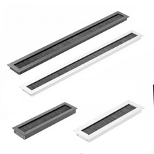 Square aluminium desk cable grommet Aluminium Black 180 450 mm